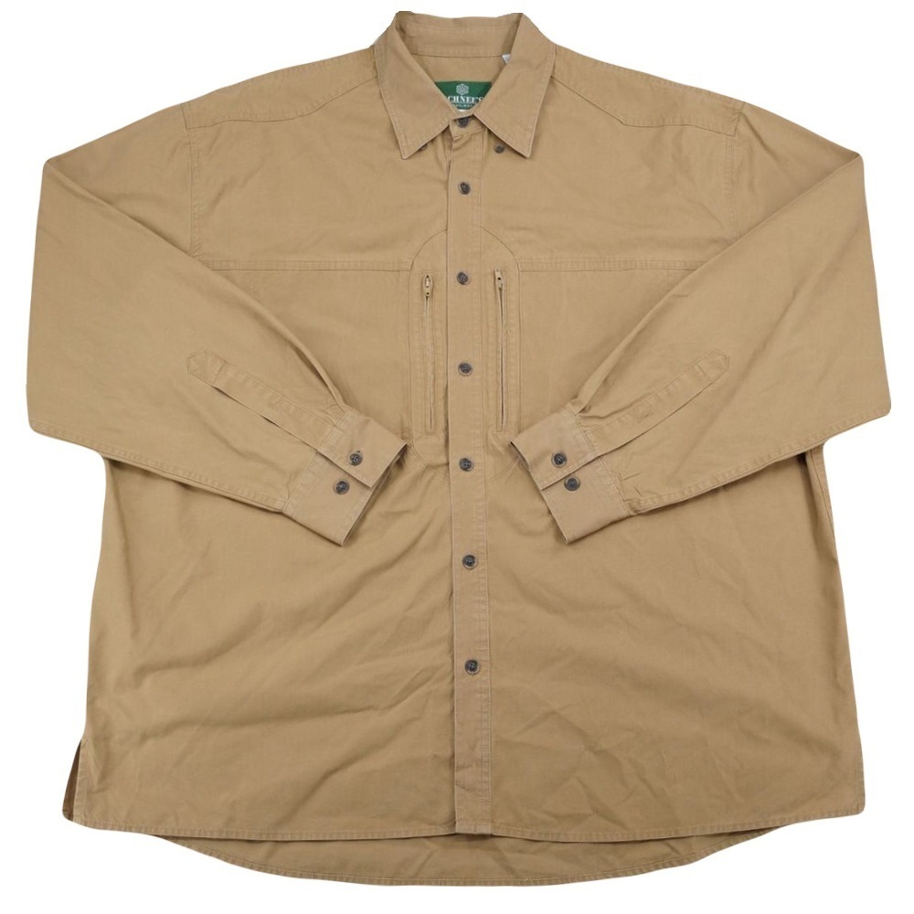 Schnee’s Mens Patrol Shirt Bozeman Khaki Cotton Beige Long Sleeve Button size XL